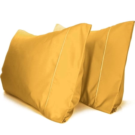Luxclub Luxury Standard Size Wrinkle Free Cooling Pillow Cases, Queen, Medallion Gold, 2 Pack