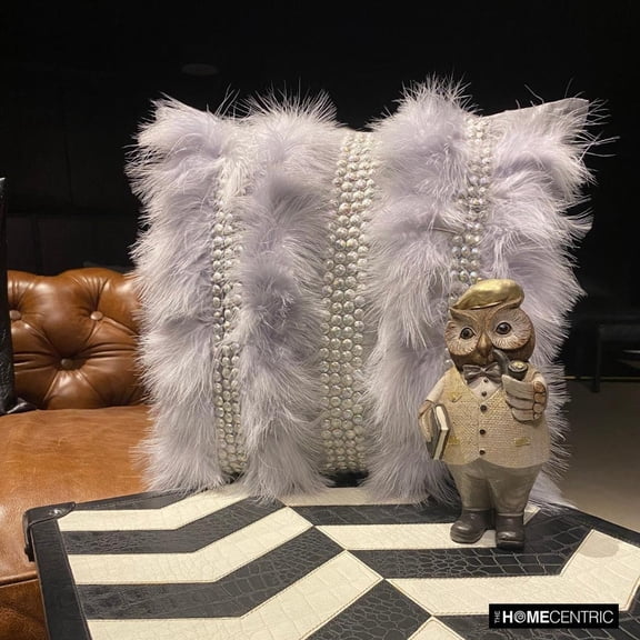 Pillow Cases, Grey Pillowcases, 14x14 inch (35x35 cm) Silk Cushion Cover Zipped, Pillow Covers with Fur & Sequins & Embroidered, Solid Color Patterned, Modern Style Pillow - Kitty Fur