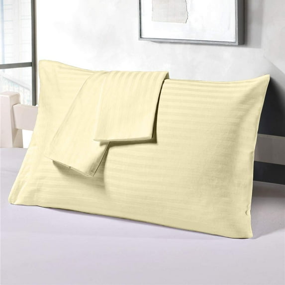 Pillow Cases Pack of 4 100% Egyptian Cotton , Soft and Luxury, Envelope Closure Bed Pillow Covers, Super Soft and Comfy 32" x 32" Inch - Ivory Stripe