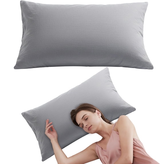 Pillow Cases Queen 1PCS - Grey Double Brushed Microfiber Pillowcases, Super Soft Pillow Case Covers with Envelope Closure, Wrinkle, Fade and Stain Resistant, 29.2x18.9 Inches