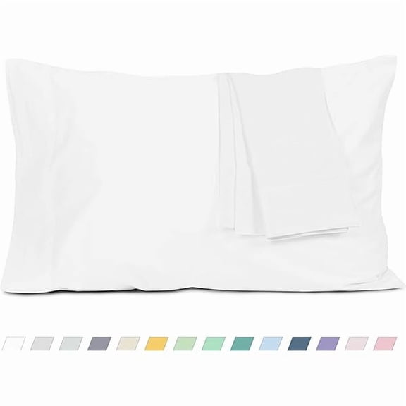 Pillow Cases, Standard Queen Size Cotton Percale Weave Pillowcases, Pre-Shrunk Breathable and Hypoallergenic Pillowcases, Set of 2 (2 Piece Standard/Queen 20 Inch x 30 Inch, White)