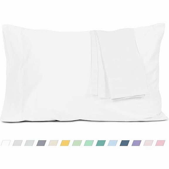 Pillow Cases, Standard Queen Size Cotton Percale Weave Pillowcases, Pre-Shrunk Breathable and Hypoallergenic Pillowcases, Set of 2 (2 Piece Standard/Queen 20 Inch x 30 Inch, White)