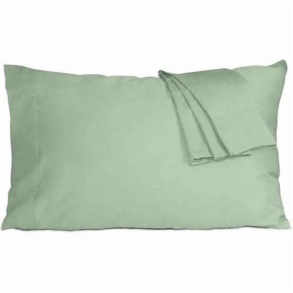 Pillow Cases, Standard Queen Size Cotton Percale Weave Pillowcases, Pre-Shrunk Breathable and Hypoallergenic Pillowcases, Set of 2 (2 Piece Standard/Queen 20 Inch x 30 Inch, Sage Green)