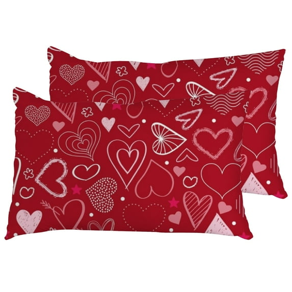 Pillow Cases Standard Size Set of 2, Ultra Soft Pillow Case Covers with Beautiful Herts Pattern, Wrinkle, Fade, Zipper Closure Pillowcase Bedding Pillow Sham for Valentine's Day Gifts
