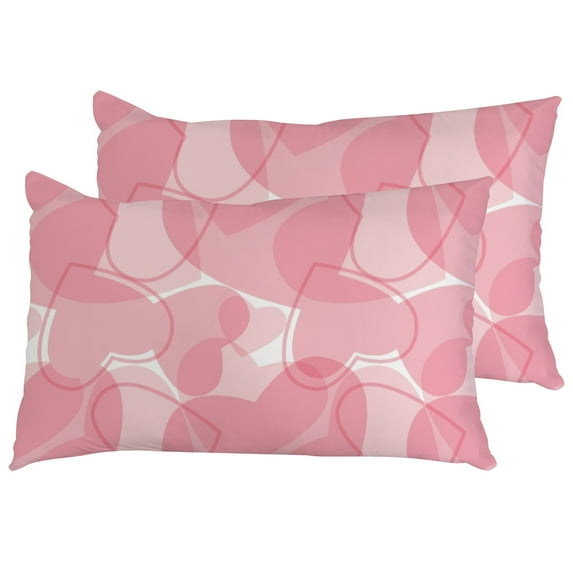 Pillow Cases Standard Size Set of 2, Ultra Soft Pillow Case Covers with Pink Heart Pattern, Wrinkle, Fade, Zipper Closure Pillowcase Bedding Pillow Sham for Valentine's Day Gifts