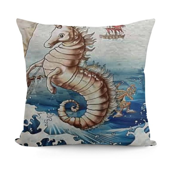 Pillow Cases for Home Decor Farmhouse Cushion Cover Cases Ocean Hippocampus Throw Pillow Cover with Zipper Birthday Gifts