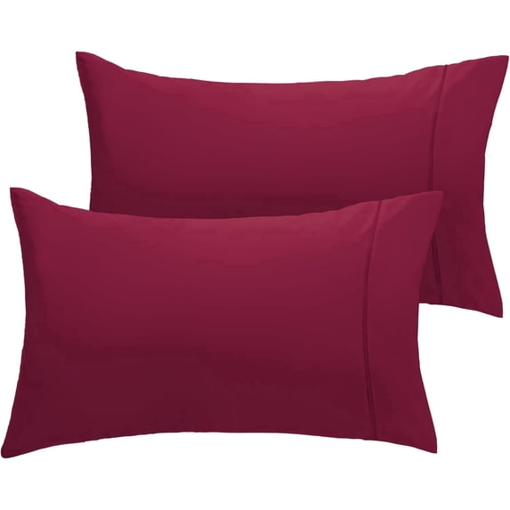 LuxClub Pillowcases, King, Cooling, Satin Trim, Wrinkle Free, Machine Washable, Burgundy, Adult, 2 pack