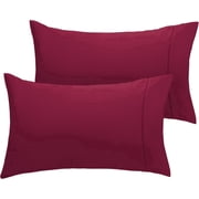LuxClub Pillowcases, King, Cooling, Satin Trim, Wrinkle Free, Machine Washable, Burgundy, Adult, 2 Pack