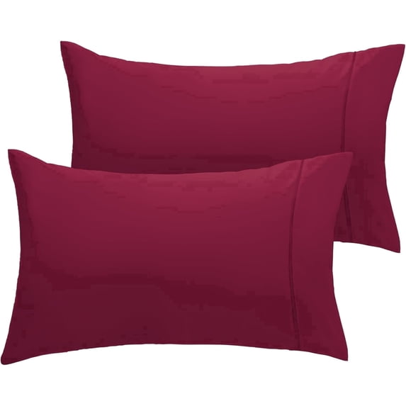 LuxClub Pillowcases, King, Cooling, Satin Trim, Wrinkle Free, Machine Washable, Burgundy, Adult, 2 Pack