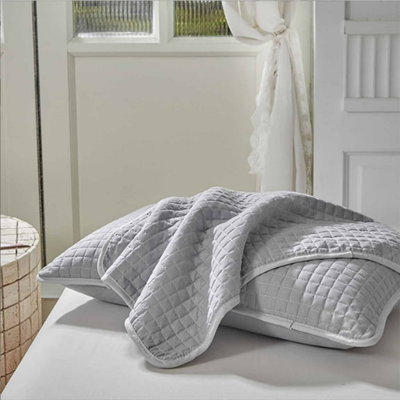 Pillow Core Isolation Cover Set 2-Pack | Waterproof Breathable Oil-Proof Pillow Protector | Gray Cotton Knit Fabric | Hotel Protection Pillow Encasement | 29x19 Inches