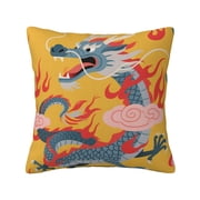 Pillow Cover 18x18 Inch Ancient Chinese Qing Dynasty ErorS Dragon Decorative Pillow Case Print Throw Pillows