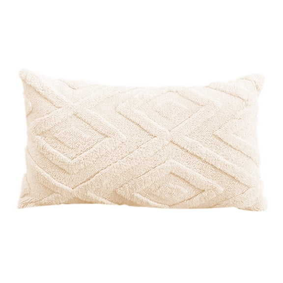 Pillow Cover 20x16 Inch Rectangular Polyester Decorative Cushion Case for Sofa Living Room Bedroom Decor White