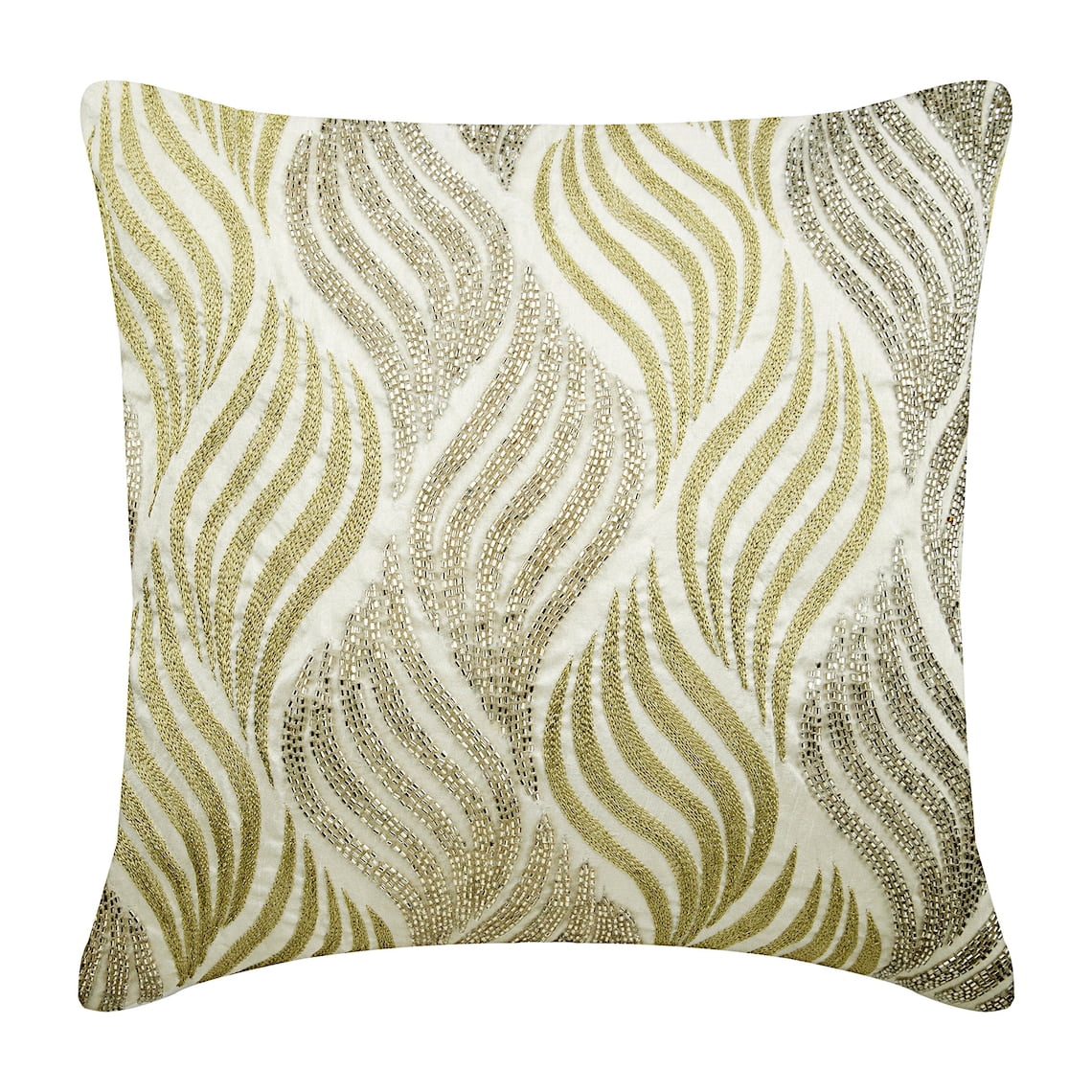 Pillow Cover 20x20 White, Sparkly Beads Floral Theme Pillow Cover, 20x20 inch (50x50 cm) Throw Pillow Cover, Floral Pillow Cover, Square Cotton Linen Pillow, Modern, Abstract - Bijoux