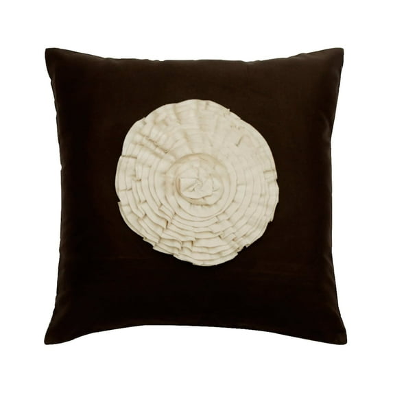 Pillow Cover, 24x24 Pillow Cover Brown, Handmade Brown Pillow Shams, Vintage Frills Medallion Pillow Sham, 24x24 inch (60x60 cm) Pillow Sham, Square Faux Suede - Vintage Blossoms