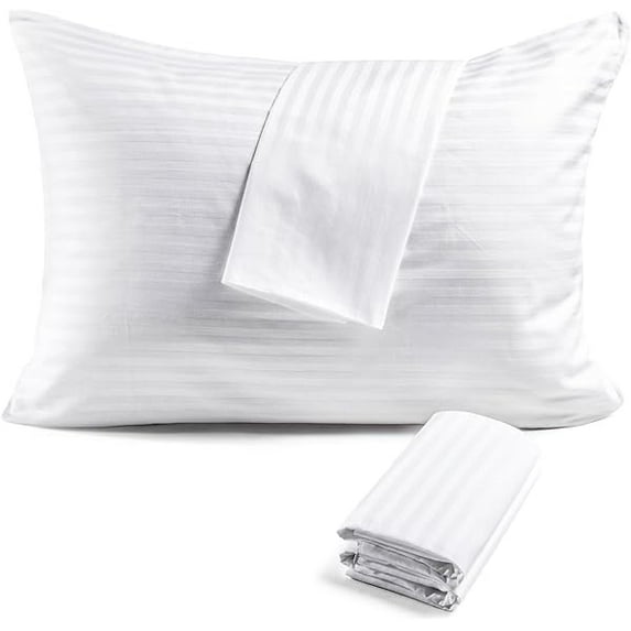 Pillow Cover 600TC 100% Cotton Pillow Protectors, Standard Size (20x26), 4 Pack, Oeko-TEX Certified, Hotel Grade Pillow Cover with Silent Zipper, Zip Up Pillow Cases, White