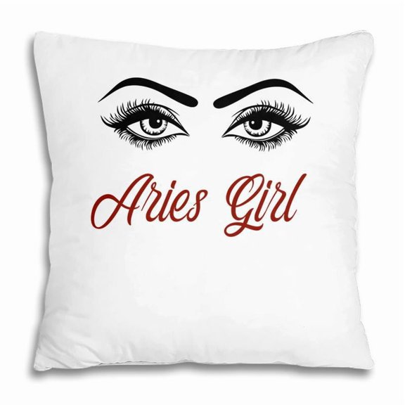 Pillow Cover - Aries Girl Red Color Graphic Special Eyes Birthday Gift Pillow