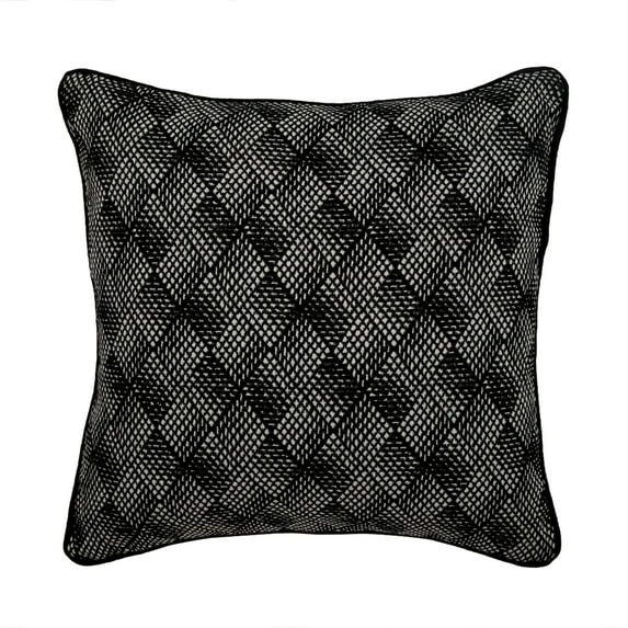 Pillow Cover, Black Throw Pillow Cover, 24 x 24 Pillow Cover, Jacquard Weaveed Couch Pillow, Fabric Pillow Cover, Black Pillow Cover 24x24 inch (60x60 cm) - Sanity Illusions