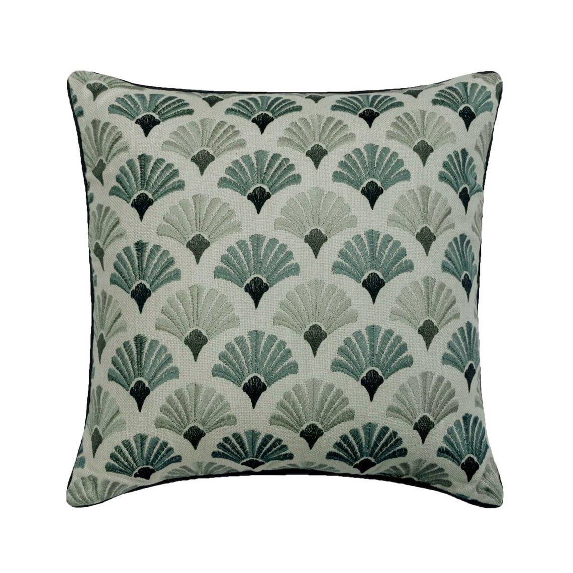 Pillow Cover, Blue 20"x20" (50x50 cm) Cushion Cover, Cotton Embroidery Throw Pillow Cover&nbsp;For Sofa, Floral Pattern Art Deco Style - Flourish