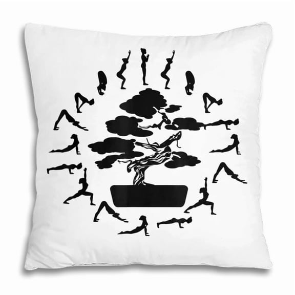 Pillow Cover - Bonsai Tree Enso Circle Zen Buddhist Meditation Pillow