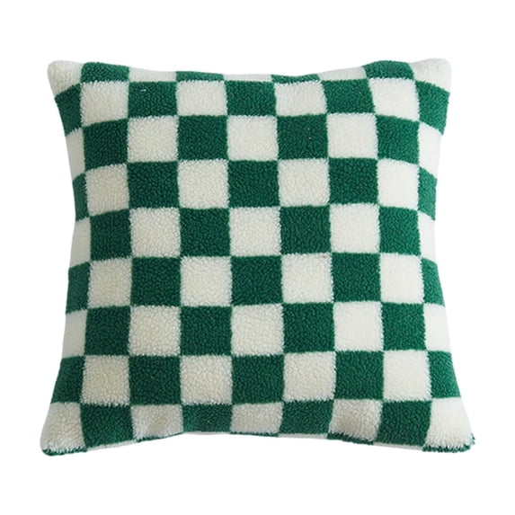 Pillow Cover, Cushion Slip, Throw Pillow Case, Multi Color Checkerboard Lamb Wool Cover 17.7x17.7 Inch Soft Cushion Protector for Home Sofa Decor