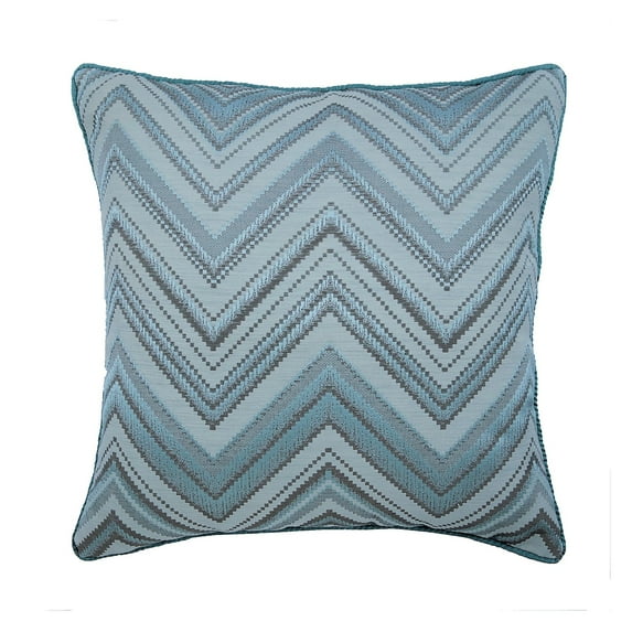 Pillow Cover, Decorative Blue Couch Cushion Covers 12 x 12 Silk Jacquard Chevron Embroidered Pillow Covers for Bed, Sofa, Blue Pillow Covers 12x12 inch (30x30 cm) - Chevron Blues