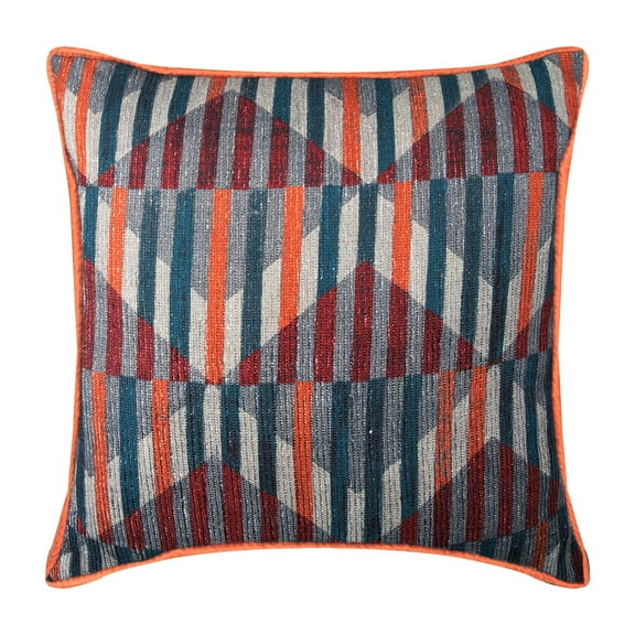 Pillow Cover, Decorative Orange 16"x16" (40x40 cm) Pillow Covers, Ribbed Cotton Retro Throw Pillow Covers, Striped Pattern Modern Style - Retro Stripes
