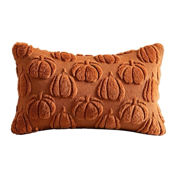 Pillow Cover Faux Embossed Pumpkin 12 X 20 Inch 1 Piece Lumbar Throw for Couch Bed Halloween Fall Home Decor