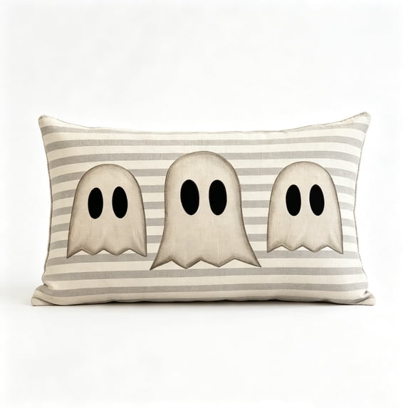 Pillow Cover, Halloween Rectangular Throw Cushion Case,Striped Cute Ghost Pattern Print Throw Pillowcase for Sofa Couch Bed 11.8x19.7 Inch
