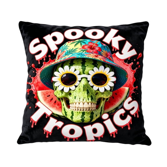 Pillow Cover Halloween Throw Cushion Case 18X18 Inches Double Sided Spooky Witch Skeleton Decorative Square Pillowcase for Couch Sofa A