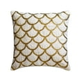 thumbnail image 1 of Pillow Cover, Ivory & Gold 18"x18" (45x45 cm) Pillow Covers, Linen Sequins Embroidery Throw Pillows For Sofa, Geometric Pattern Contemporary Style - Gold Accord, 1 of 3