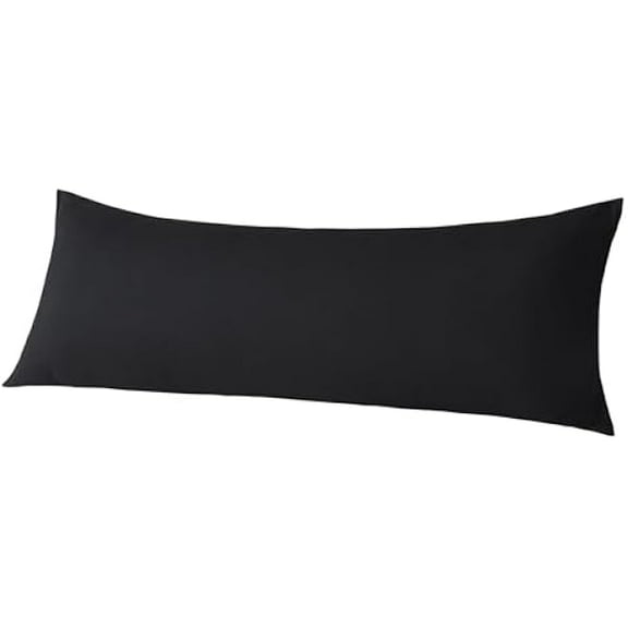 Pillow Cover Jersey Knit Body Pillow Cover 100% Cotton Fabric 1 Pack, Long Pillow Case Breathable & Skin-Friendly with Zipper 21×54 inches Black