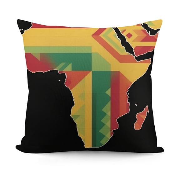Pillow Cover, Map Afro African American History Celebration Month Party Cushion Decoration for Sofa Couch