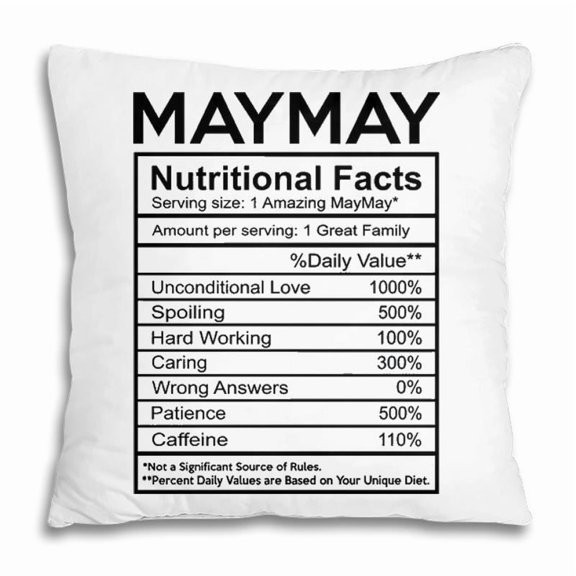 Pillow Cover - Maymay Grandma Gift Maymay Nutritional Facts Pillow