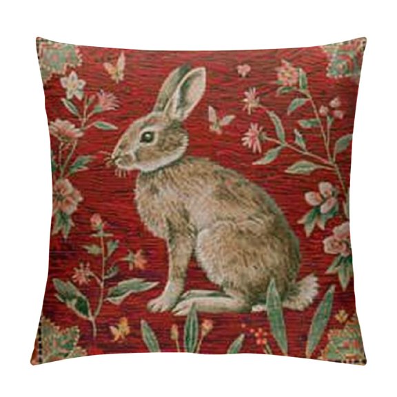 Pillow Cover,Medieval Rabbit I French Modern Throw Pillow Case Modern Cushion Cover Square Pillowcase Decoration for Sofa Bed Chair Car