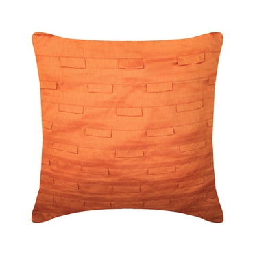 Pillow Cover, Orange Pillow Cases, Modern Throw Pillows Cover, 12x12 inch (30x30 cm) Pillows Cover, Art Silk Square Throw Pillow Covers, Pintucks Pillow Covers, Solid - Orange Ocean