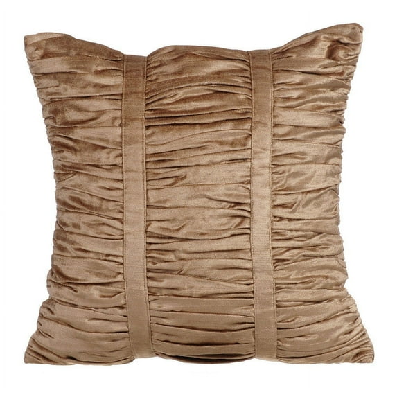 Pillow Cover, Pearl Beige Pillow Covers 16x16 inch (40x40 cm), Velvet Zippered Pillow Covers, Solid Color, Ruched, Modern Decorative Sofa Pillow Covers - Pearl Beige Beauty