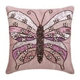 thumbnail image 1 of Pillow Cover, Pillow Cover 18x18 inch (45x45 cm) Pink, Handmade Pink Pillow Cover, Sequins Beaded Butterfly Pillow Cover, Square Silk Pillow Cover Couch, Floral - Butterfly Love, 1 of 3