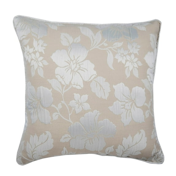 Pillow Cover, Pillow Cover Ivory & Beige Cushion Cover 14 x 14 Pillow Cover Silk Jacquard Floral Sofa, Bed Pillows, Beige Pillow Cover 14x14 inch (35x35 cm) - Floral Lady