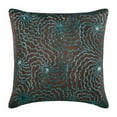 thumbnail image 1 of Pillow Cover, Pillow Covers, Pillow Covers 18x18 inch (45x45 cm) Brown, Silk Throw Pillow Covers, Handmade Pillow Covers, Traditional, Abstract - Splash Of Turquoise, 1 of 4