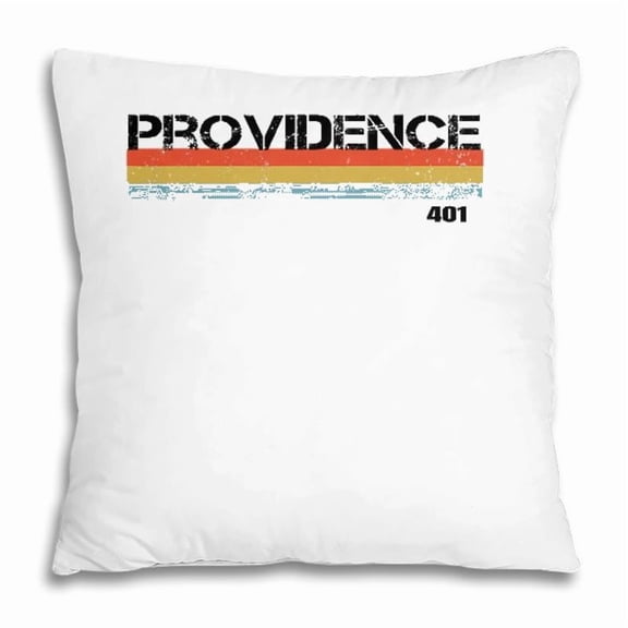 Pillow Cover - Providence Area Code Retro Stripes Pillow