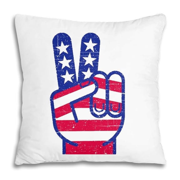 Pillow Cover - Retro Red White And Blue Peace Sign July Fourth Gift Pillow