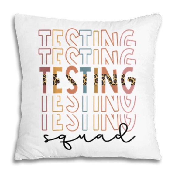 Pillow Cover - Retro Testing Stacked Typography Fun Teacher Testing Pillow