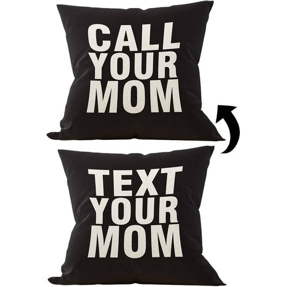 Pillow Cover, Reversible Throw, 18 x 18 Inches, Cotton Linen, Black 01, Family Theme, for Decorating a Room or as a Graduation Gift