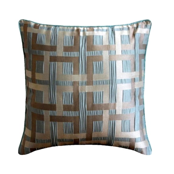 Pillow Cover, Sea Green Throw Pillow Cover, Maze Optic Striped Pillow Cover, 14x14 inch (35x35 cm) Pillow Cover, Jacquard Throw Pillow Cover, Checkered - Opulence