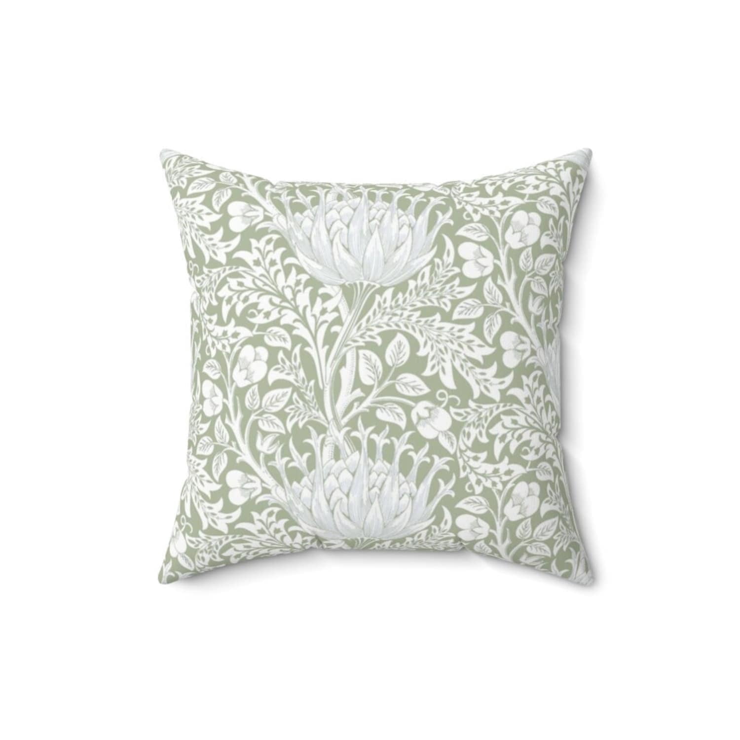 Pillow Cover| Soft| Artichoke Floral Design Pattern| Sage Green ...