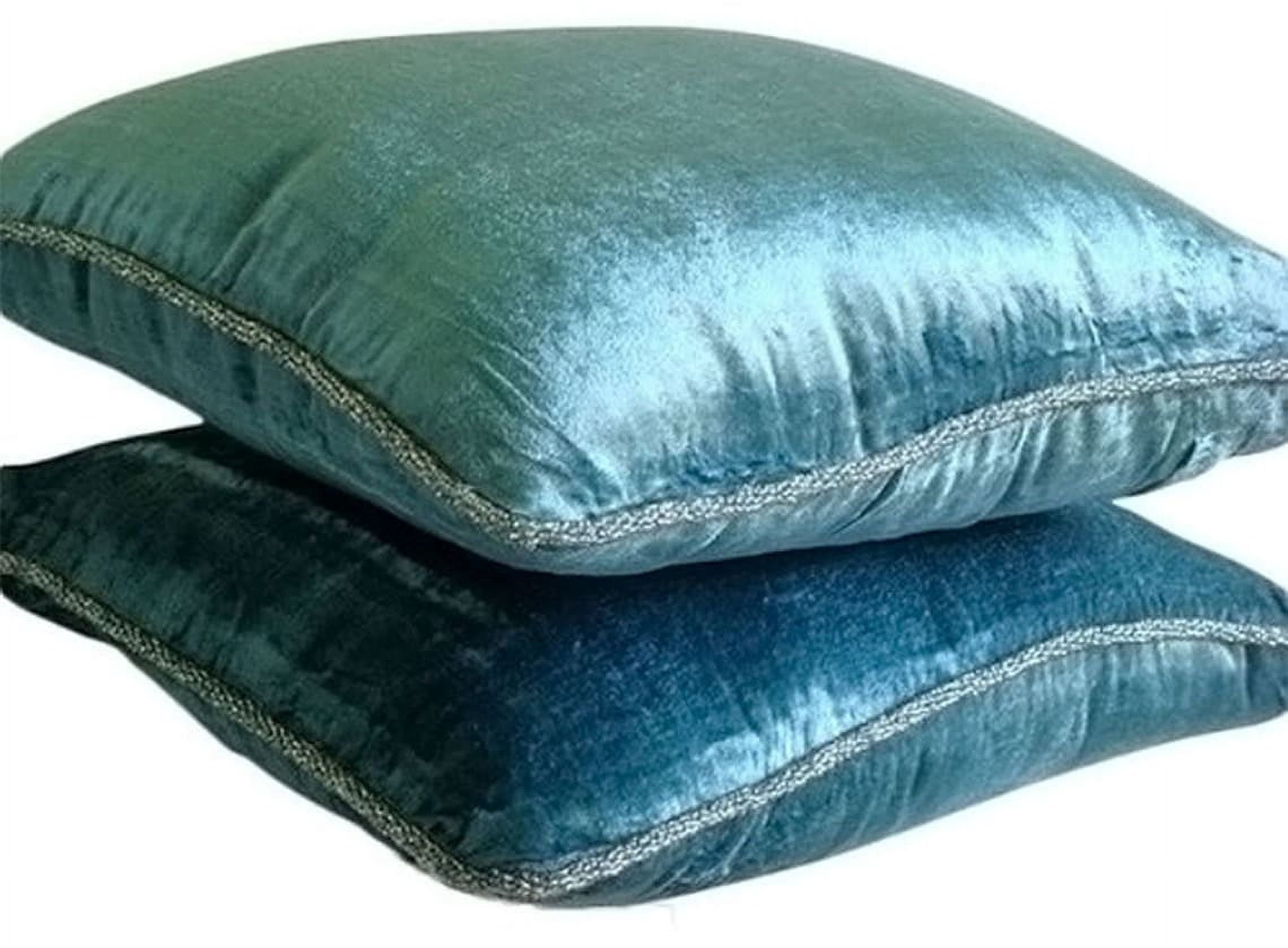 Pillow Cover, Teal Blue Euro Pillow Shams 26x26 inch (65x65 cm), Velvet Euro Sham Covers, Solid Color, Contemporary Euro Size Pillow Covers - Blue Shimmer