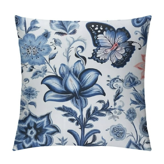 Pillow Cover Throw Pillow Covers Blue Floral Decorative Outdoor Pillow Cases Square Cushion Case for Bedroom Living Room Sofa Couch Home