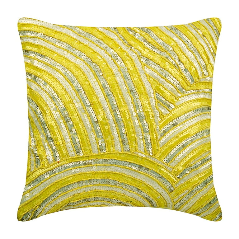 Pillow Cover Yellow Pillow Cover Pillow Cases 12x12 inch 30x30 cm Throw Pillow Cover Art Silk Square Cushion Cover Sequins Beaded Pillow Modern Abstract Pearly Yellow Walmart