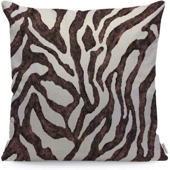 Pillow Cover Zebra Skin Pattern Nature Animal Print Brown White - Soft Linen Pillow Case for Decorative Bedroom/Livingroom/Sofa/Farm House - Cushion Covers 18x18 Inch 45x45 cm