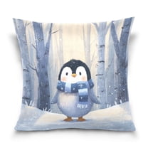 Pillow Covers 16" x 16" Decorative Square Pillowcase Cushion Case for Home Sofa Bedroom Decor Cute Penguin in Winter